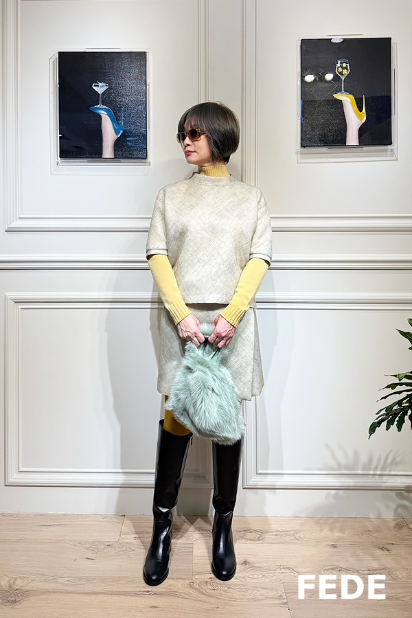 BLANCHA 皮草小方包(湖水綠)