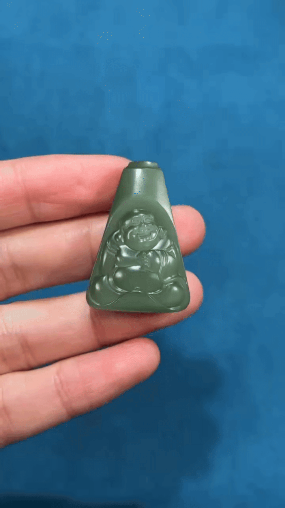 1225216 和田玉俄羅斯碧玉笑佛