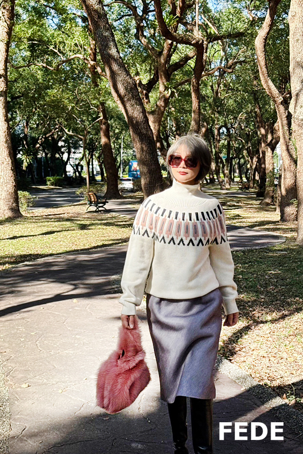 BLANCHA 皮草方包(珊瑚粉)