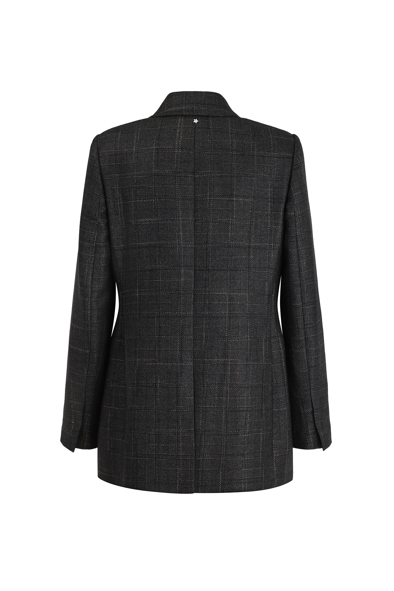 LORENA  格紋雙排扣羊毛外套(深灰)