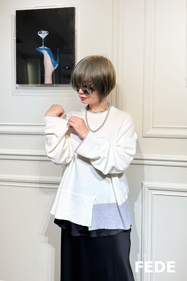 Antonelli Firenze 下擺雙色上衣(白)