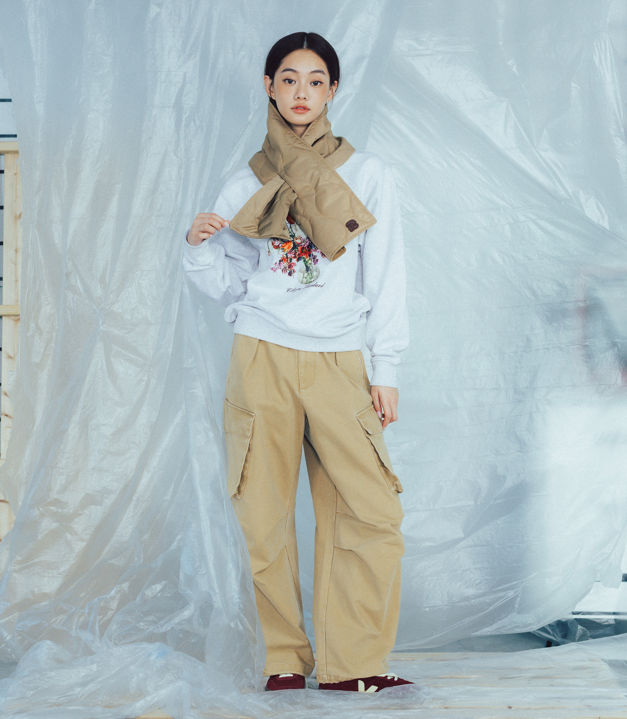 Radiantsphere 女款 寬版工裝長褲(卡其/深藍)