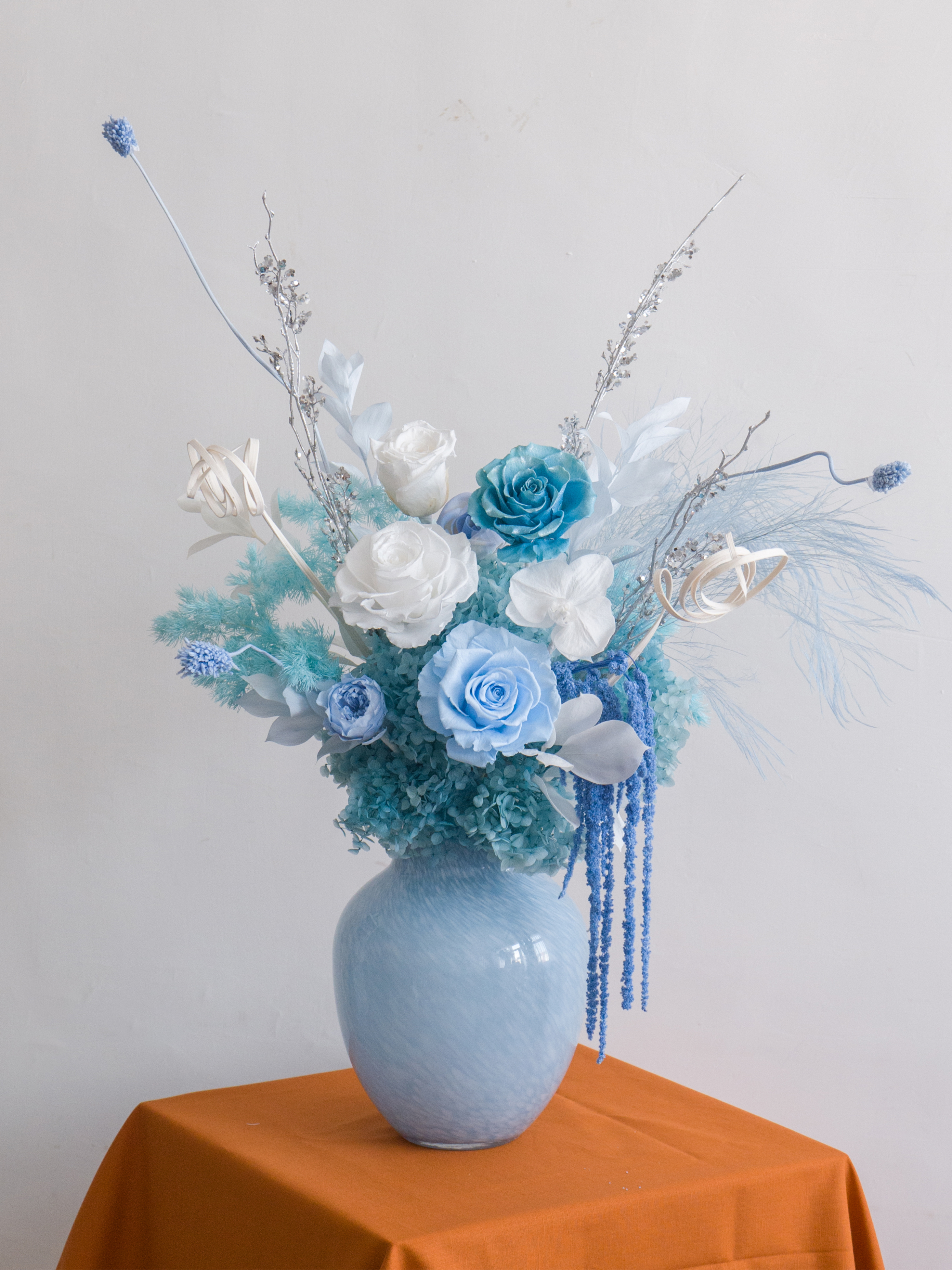 藍調琉璃 蝴蝶蘭玫瑰 永生盆花