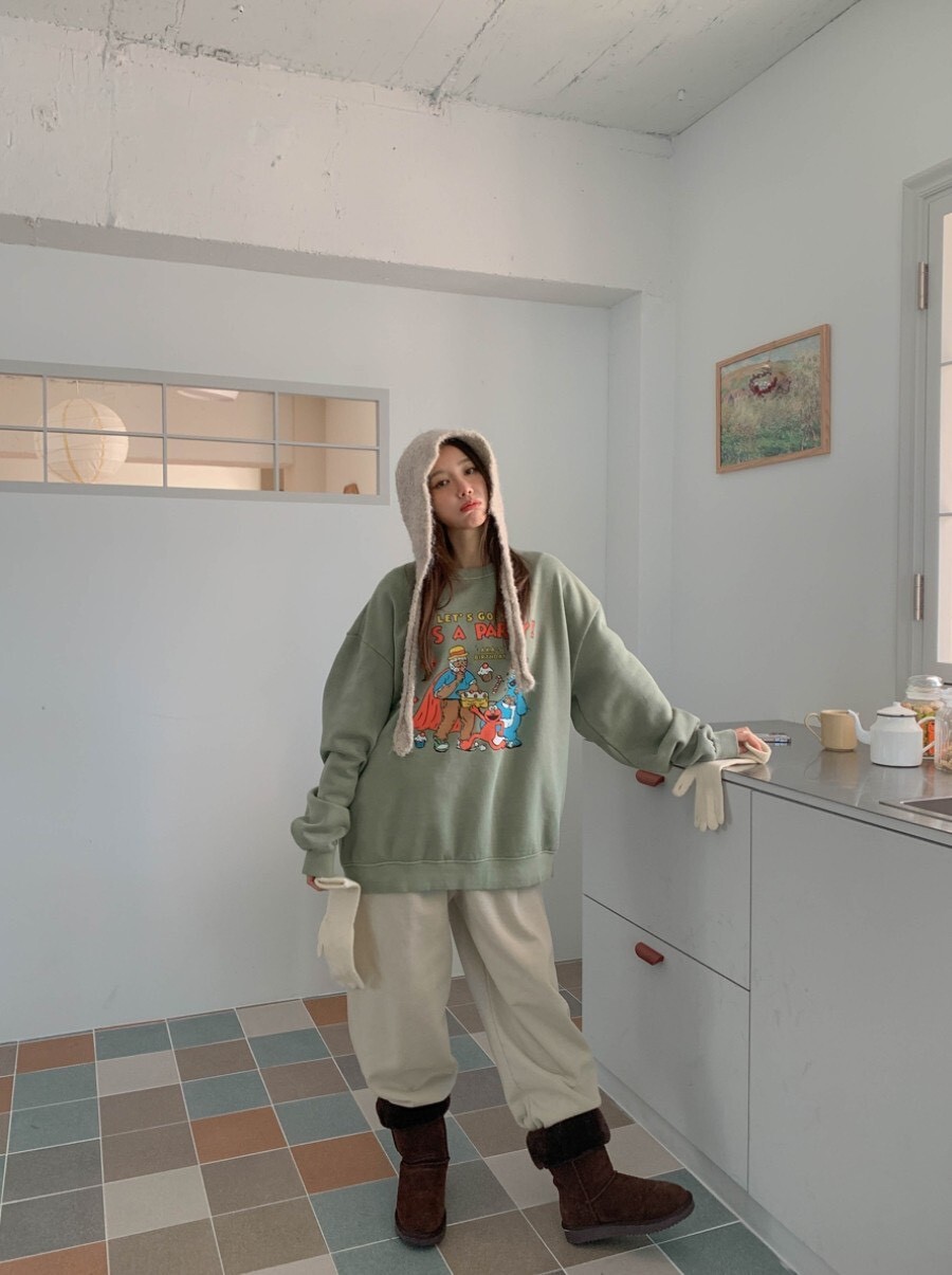 秋冬新款/水洗卡通刷毛大學t MANIFEST正韓🇰🇷