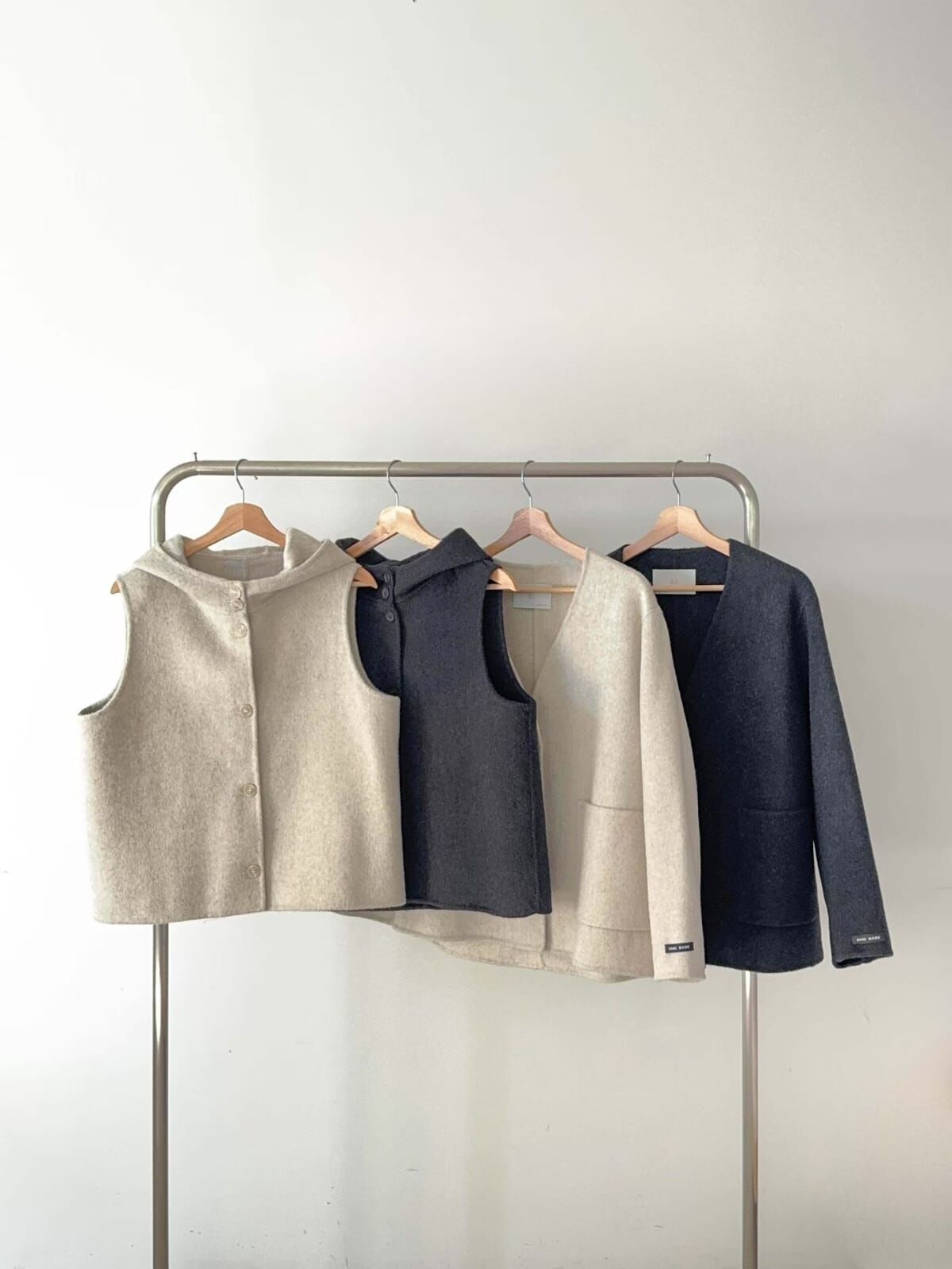 GI5417 手工制連帽羊毛短版寬鬆外套套裝