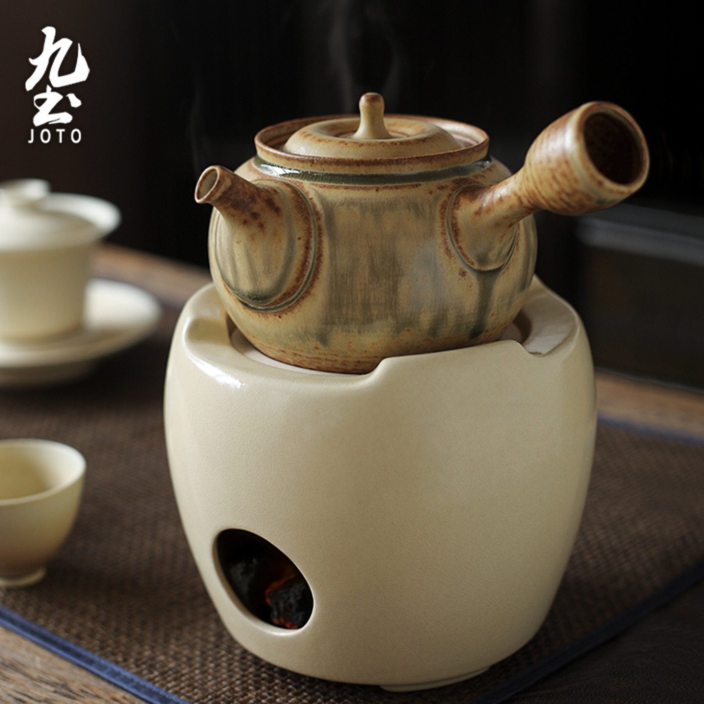 九土復古手工耐溫陶泥側把壺_CHR0661