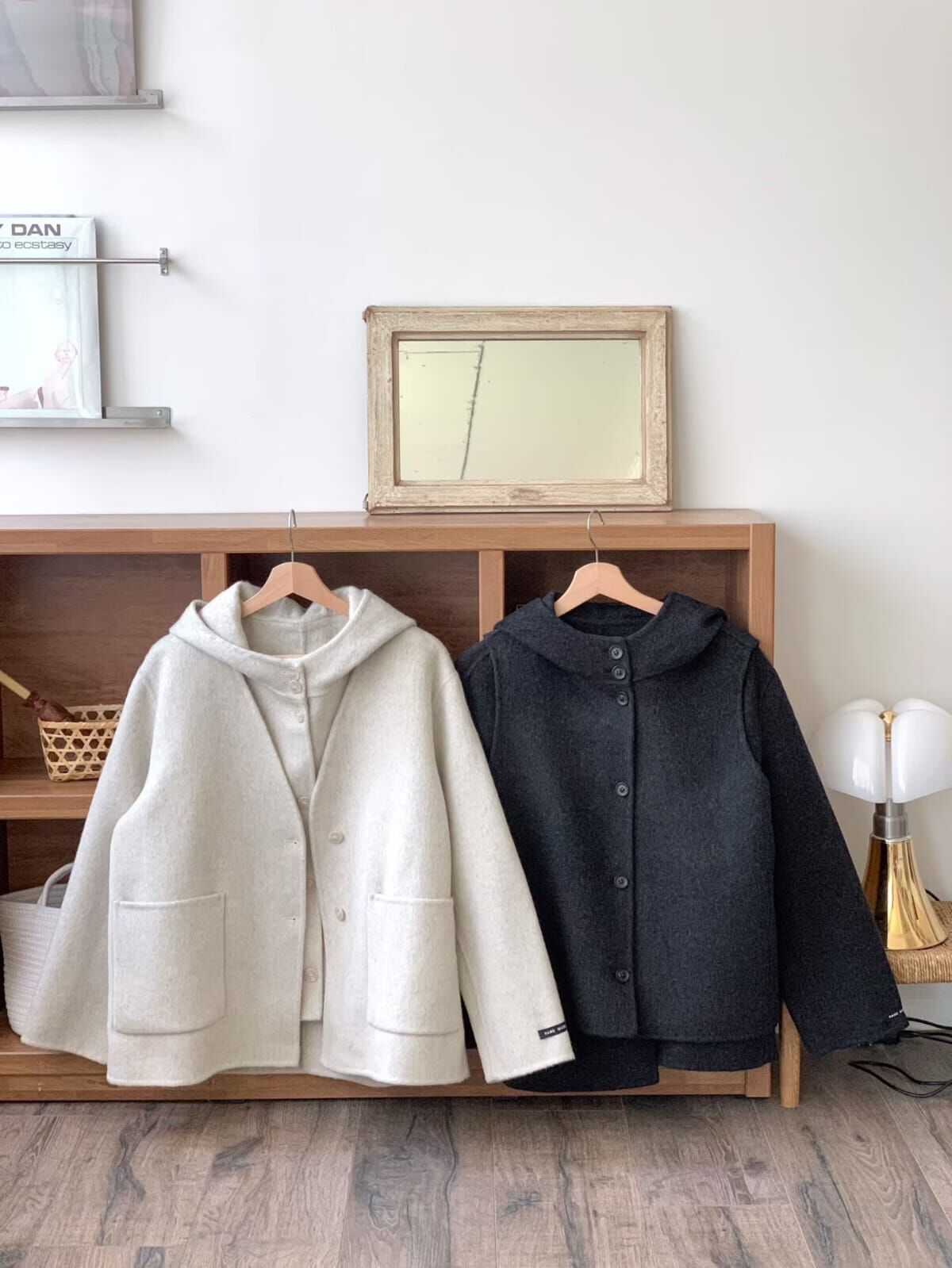 GI5417 手工制連帽羊毛短版寬鬆外套套裝