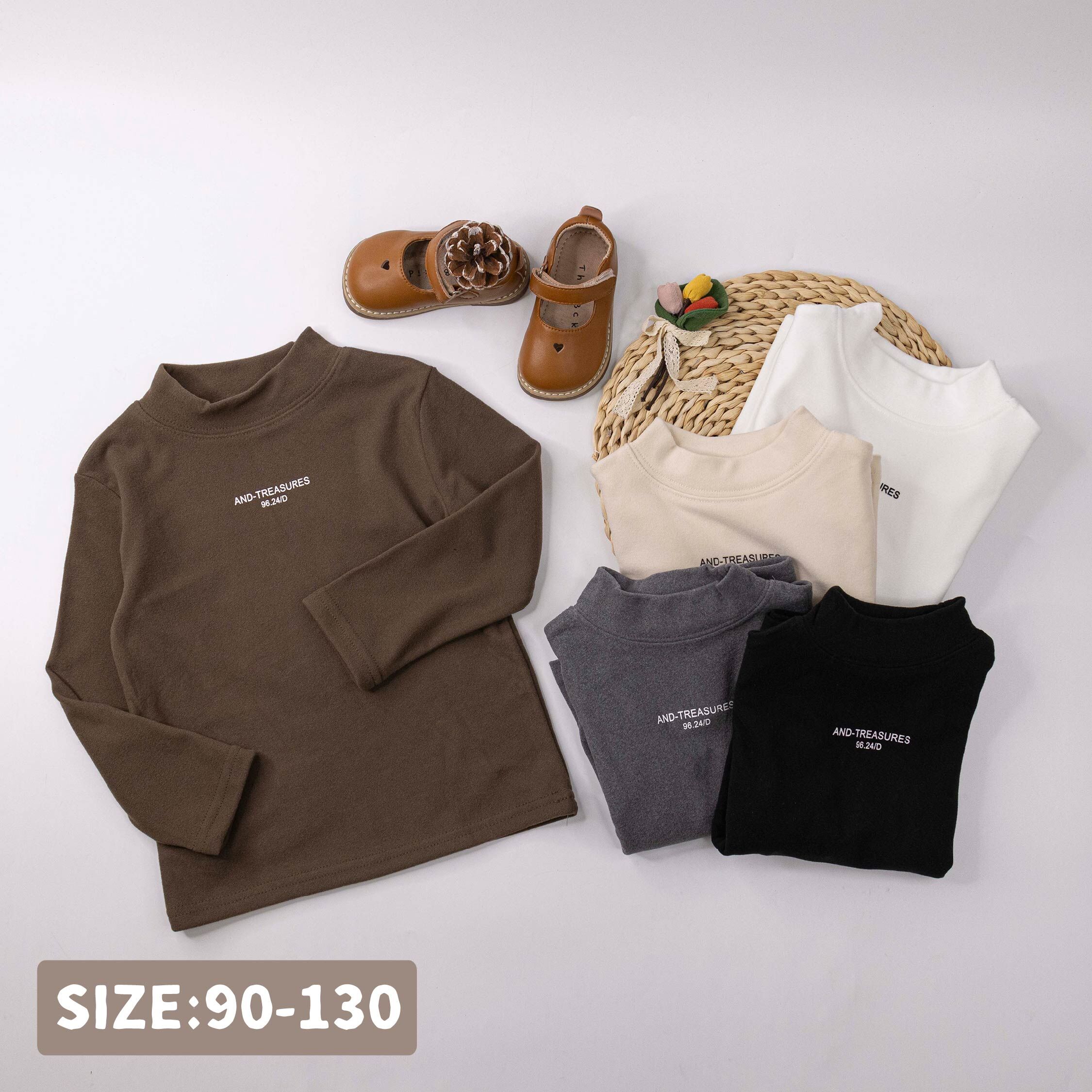 【H55749】潮流英字立領磨毛上衣/內搭衣＊五色