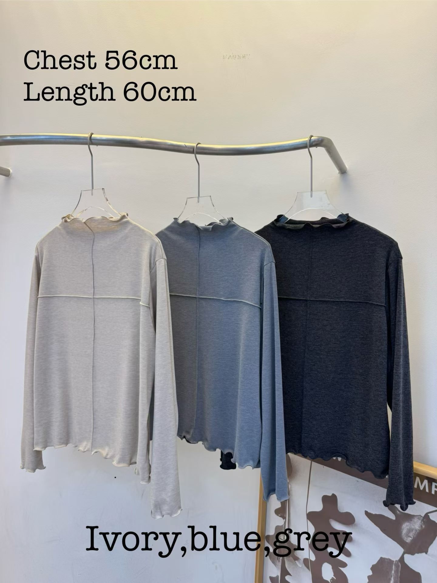 MG5421 木耳邊十字內搭上衣