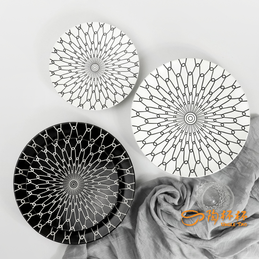 網線紋8.25吋/11吋高腳淺式盤-黑/白