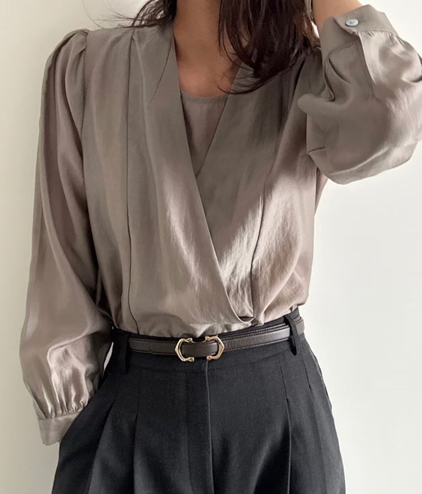 GI5420 氣質V領交叉設計恤衫