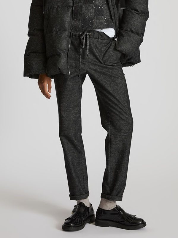 LORENA  格紋羊毛休閒褲(深灰)