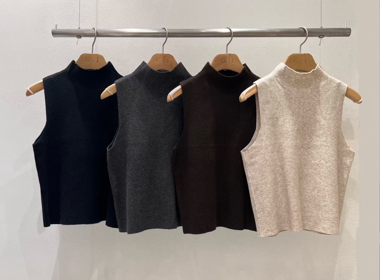 GI5423 高領背心船領針織衫套裝