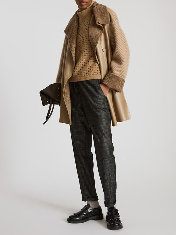 LORENA  羊毛格紋休閒褲