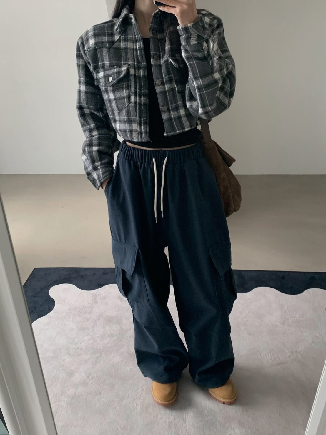 鬆緊口袋卡其長褲