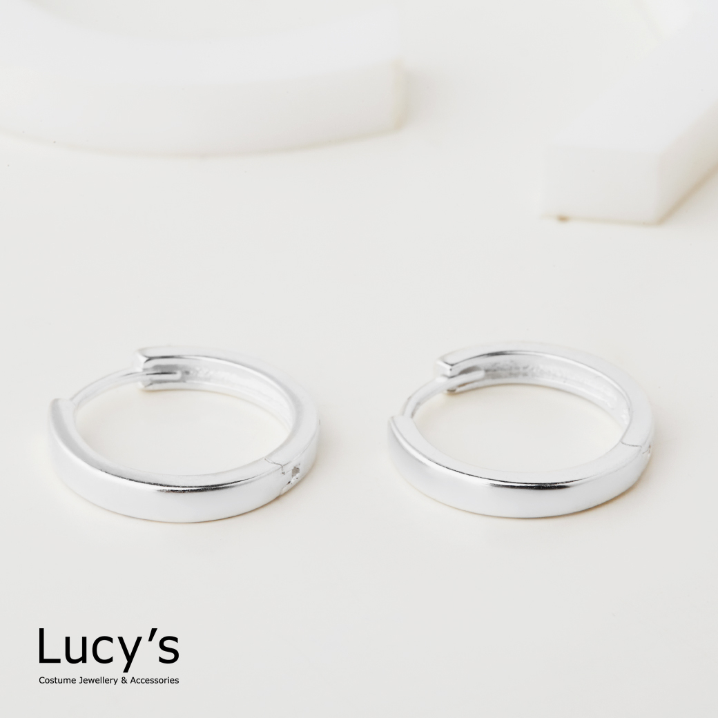 925純銀 素面圓圈 易扣耳環 (119672)