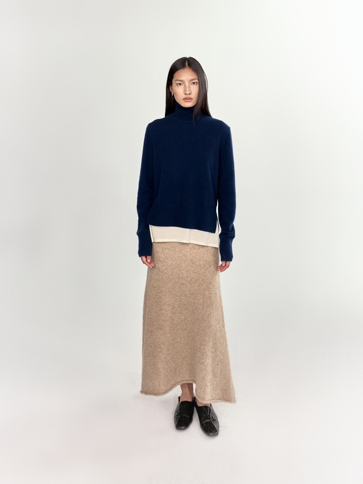 HANAA Alpaca Blend Knit Midi Skirt
