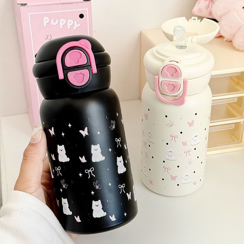 Korean Style Galaxy Puppy 316 Stainless Steel Straw Thermos Cup