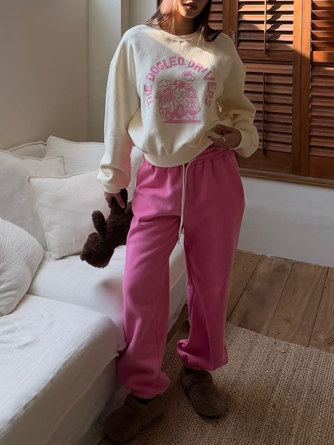 內加絨彩色束腳運動褲