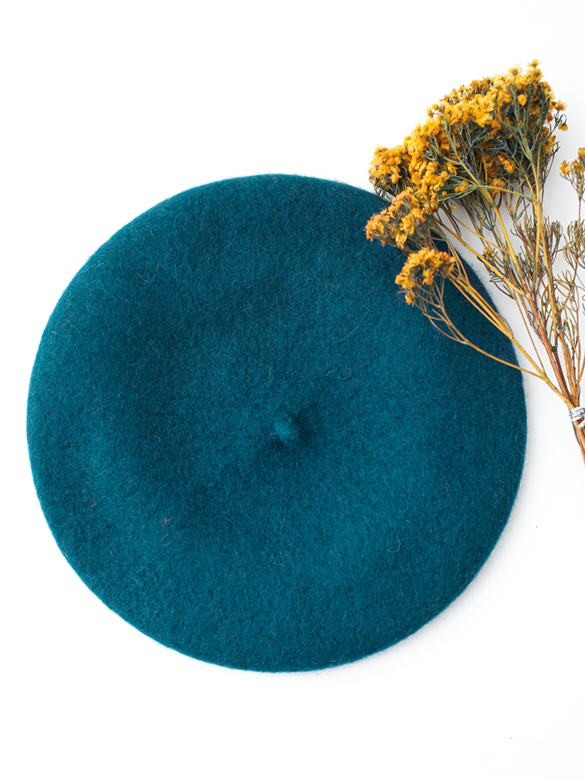 氣質素面毛呢貝蕾帽