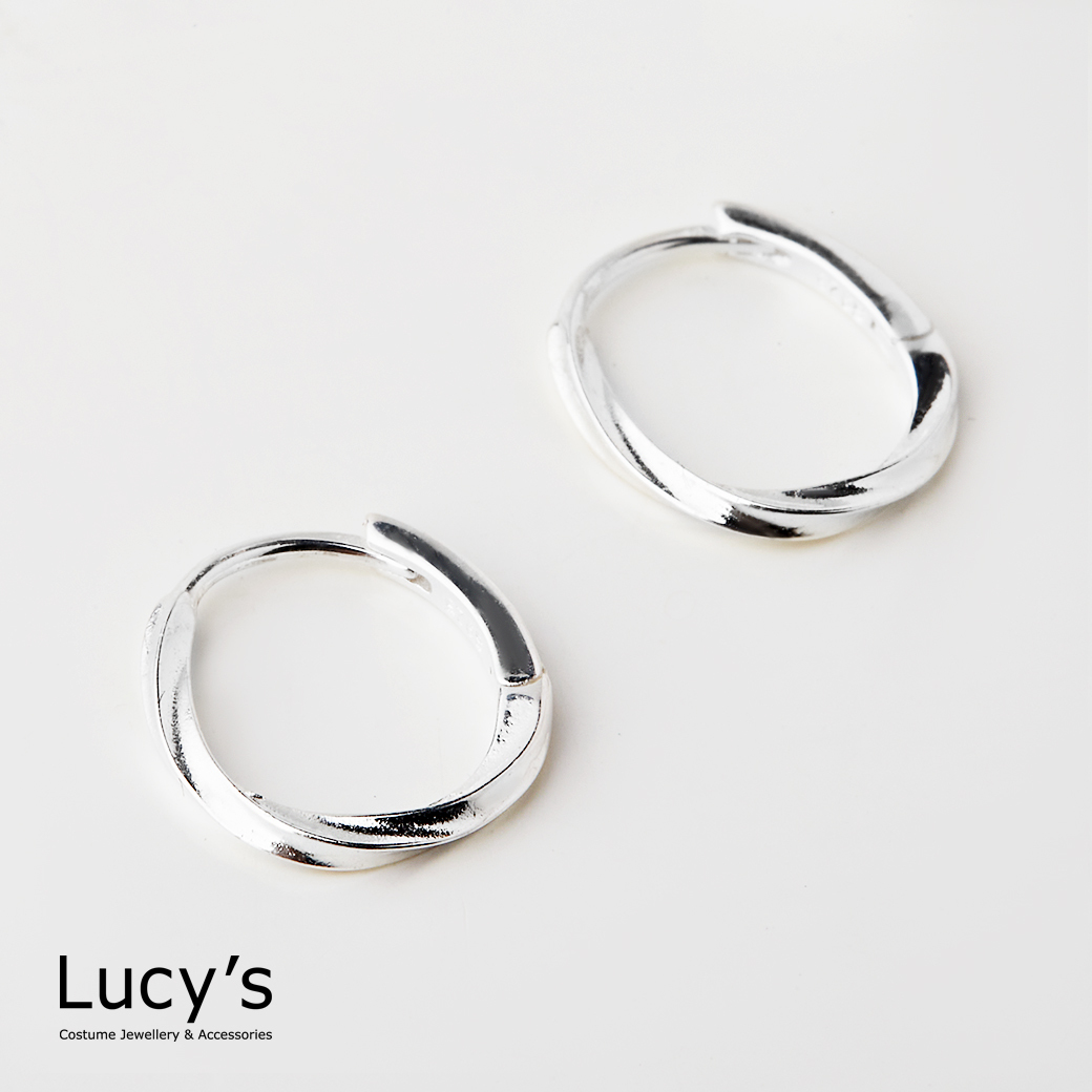 925純銀 扭轉 易扣耳環 (123224)