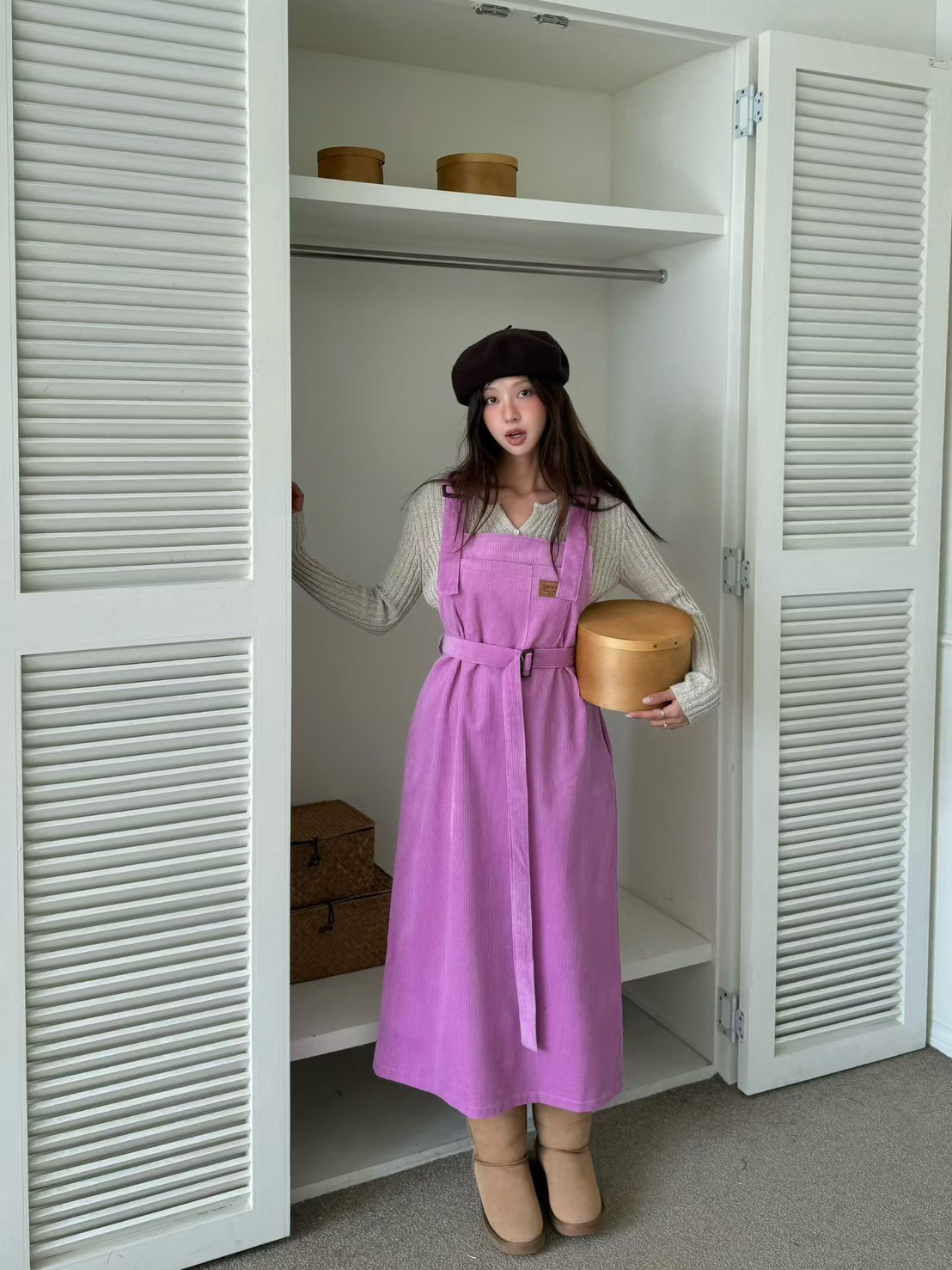 燈心絨背心長裙