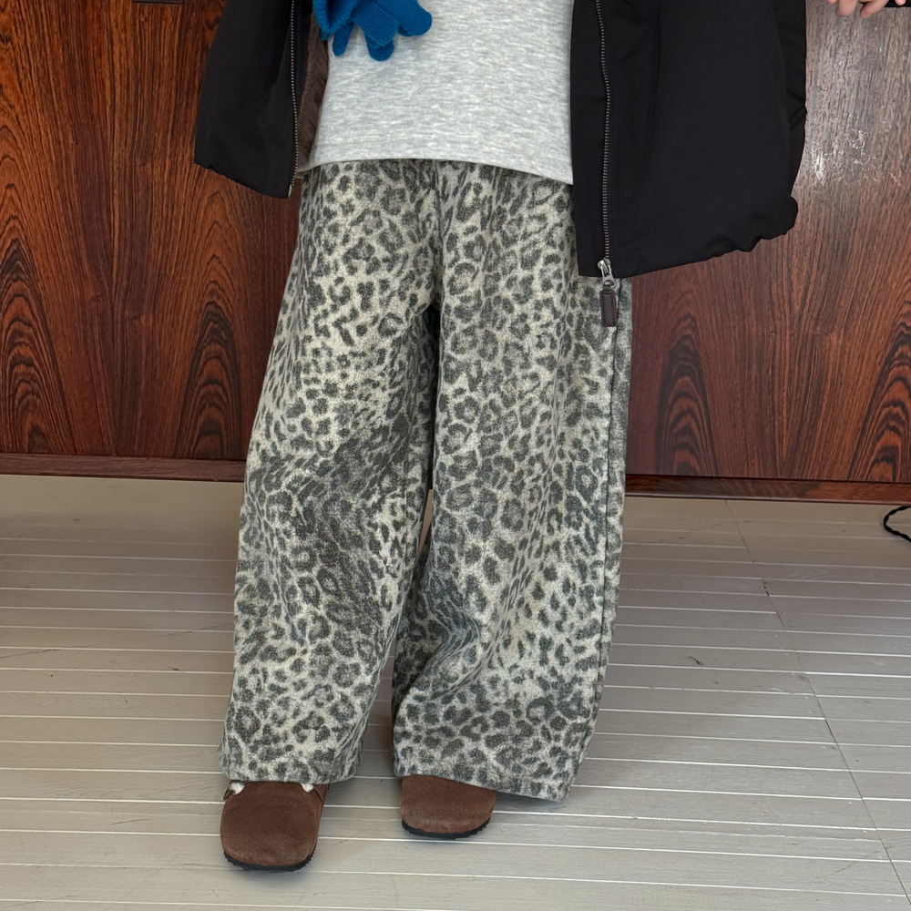 做舊豹紋拖地寬褲(90-150)