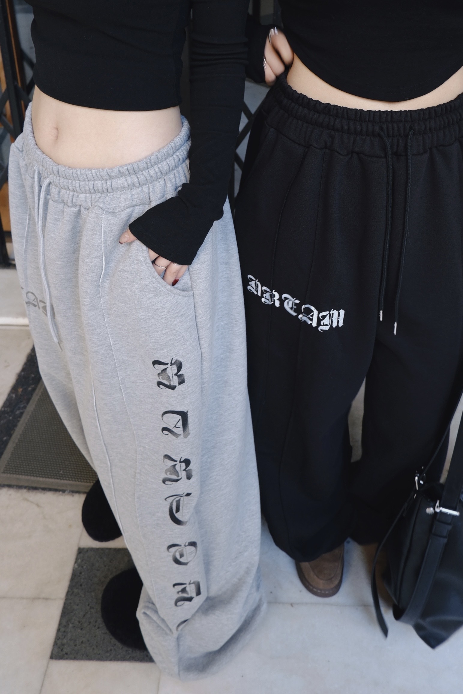 復古歌德字棉褲