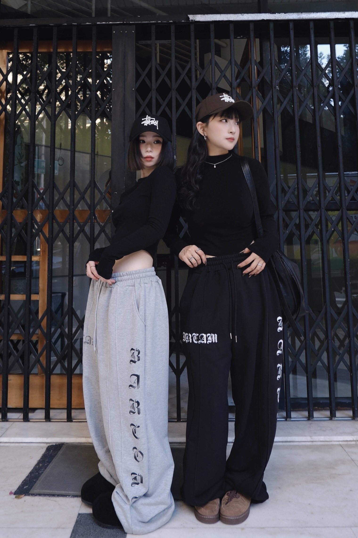 復古歌德字棉褲