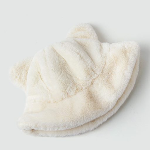 預購年後_熊耳 x 仿兔毛 | 軟萌絨毛寬版水桶帽【HTMS033】