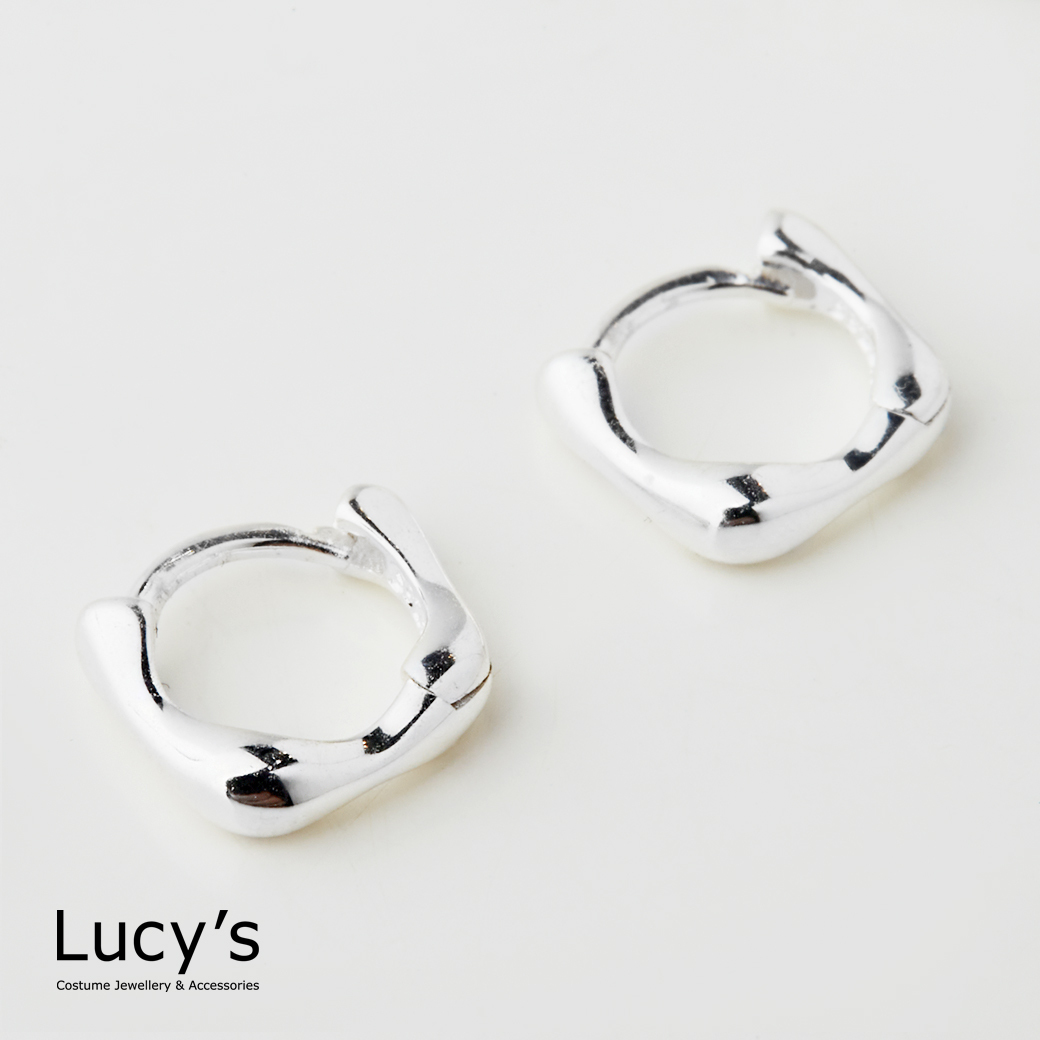 925純銀 骨感小圈 易扣耳環 (118656)