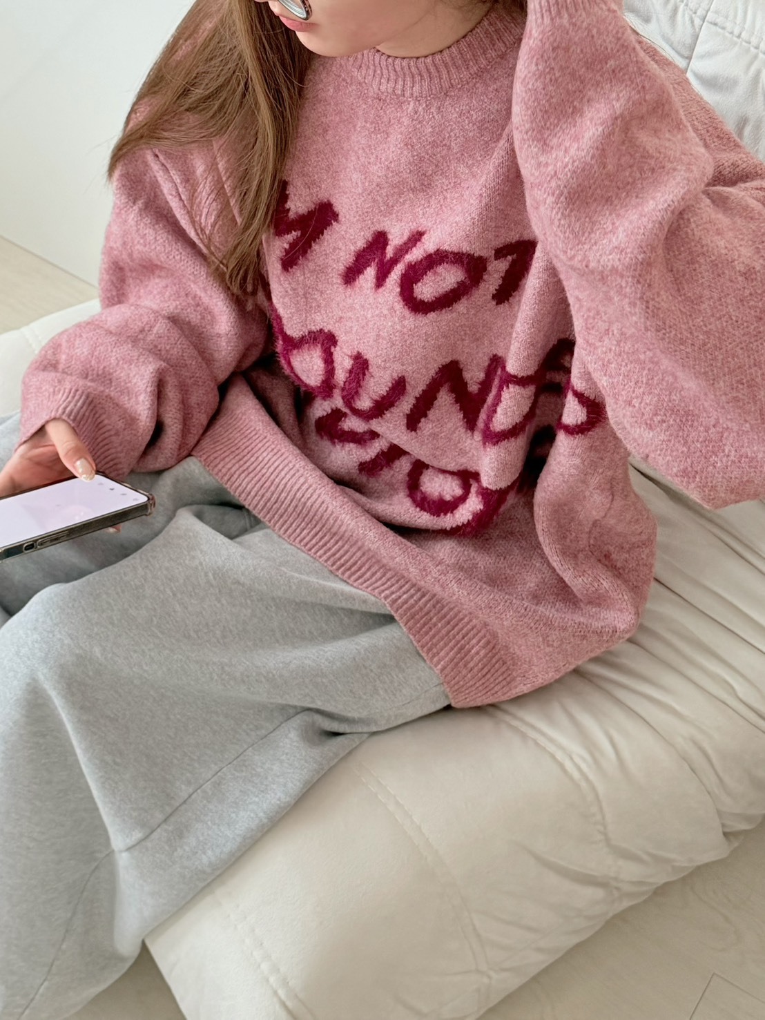 <男女共穿的天花板💫> I'M NOT 字母拼接針織毛衣