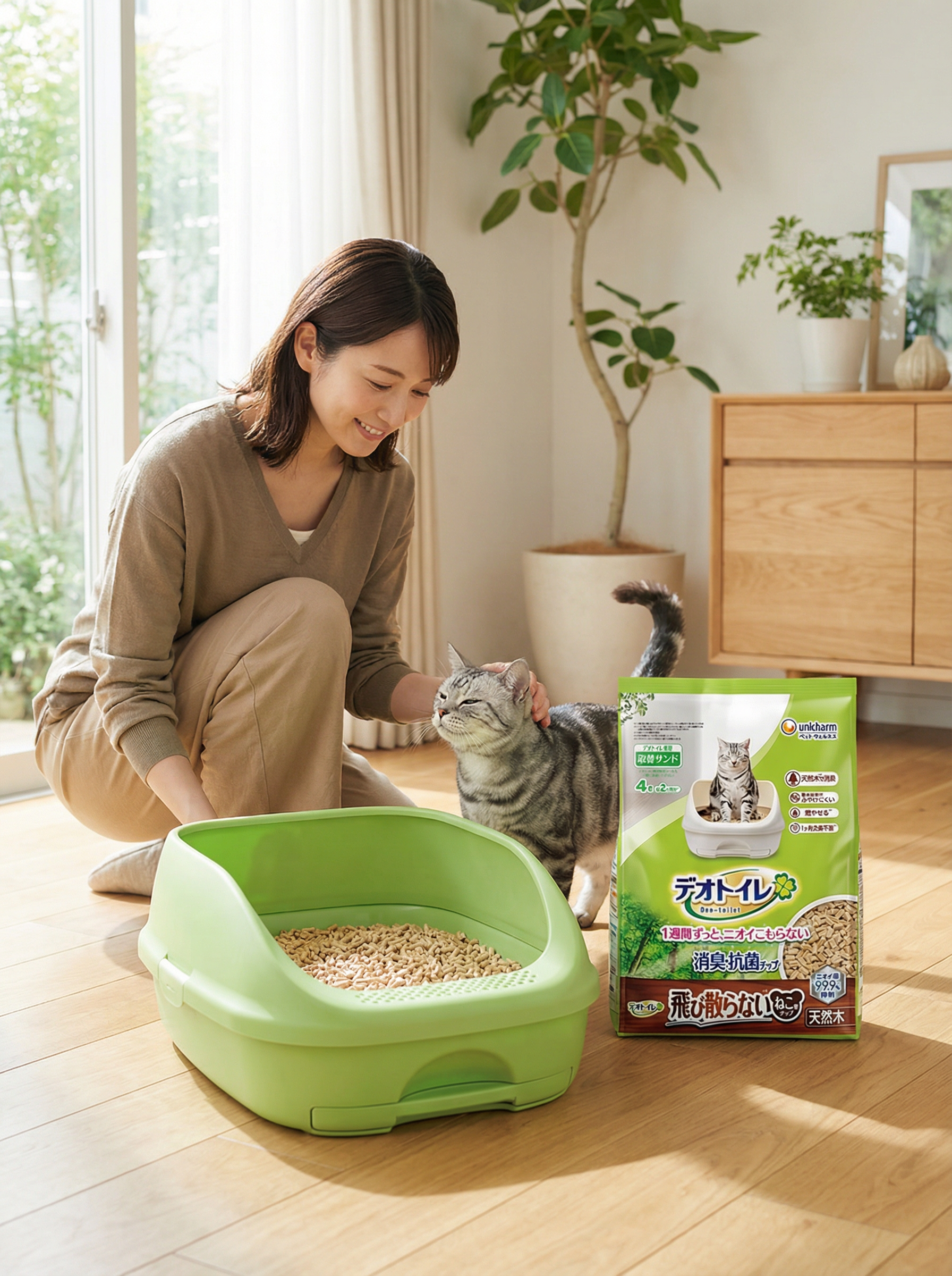 (日本製造)  Unicharm Deotoilet 消臭抗菌天然木貓砂 4.0L