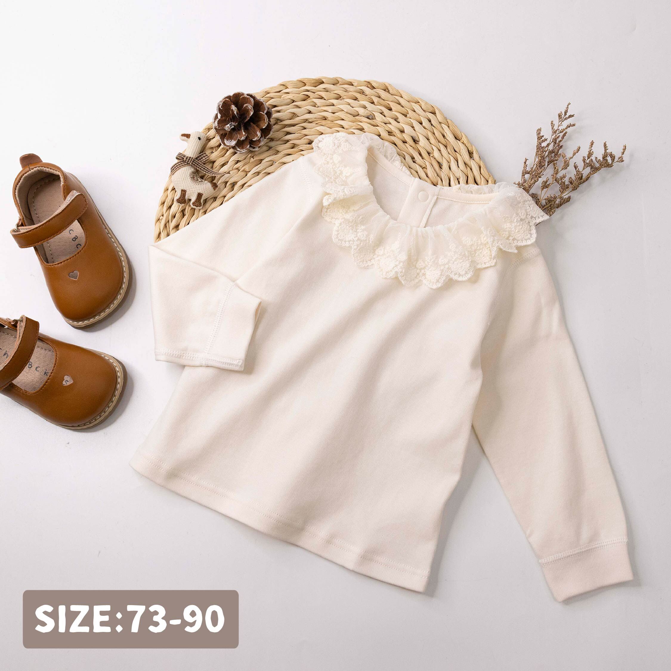 【T3127】氣質緹花拼接領上衣/內搭衣