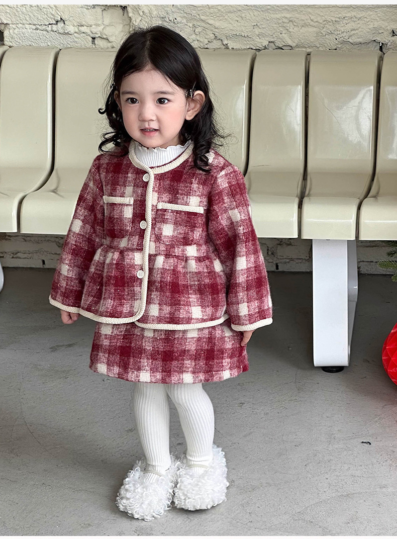 貴氣格紋背心裙+外套兩件套(73-100)