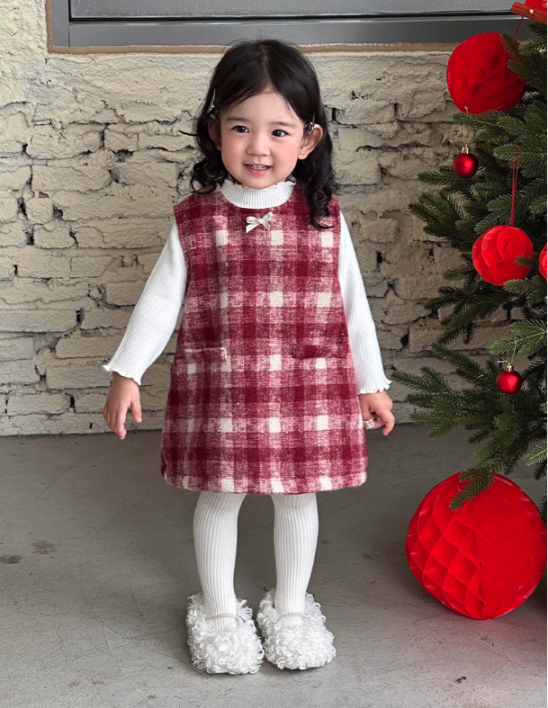 貴氣格紋背心裙+外套兩件套(73-100)