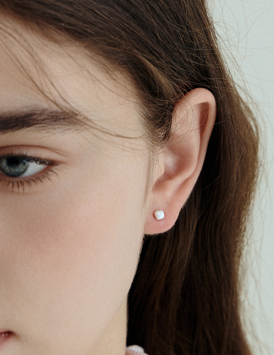 【925純銀】霧銀方塊。針式耳環