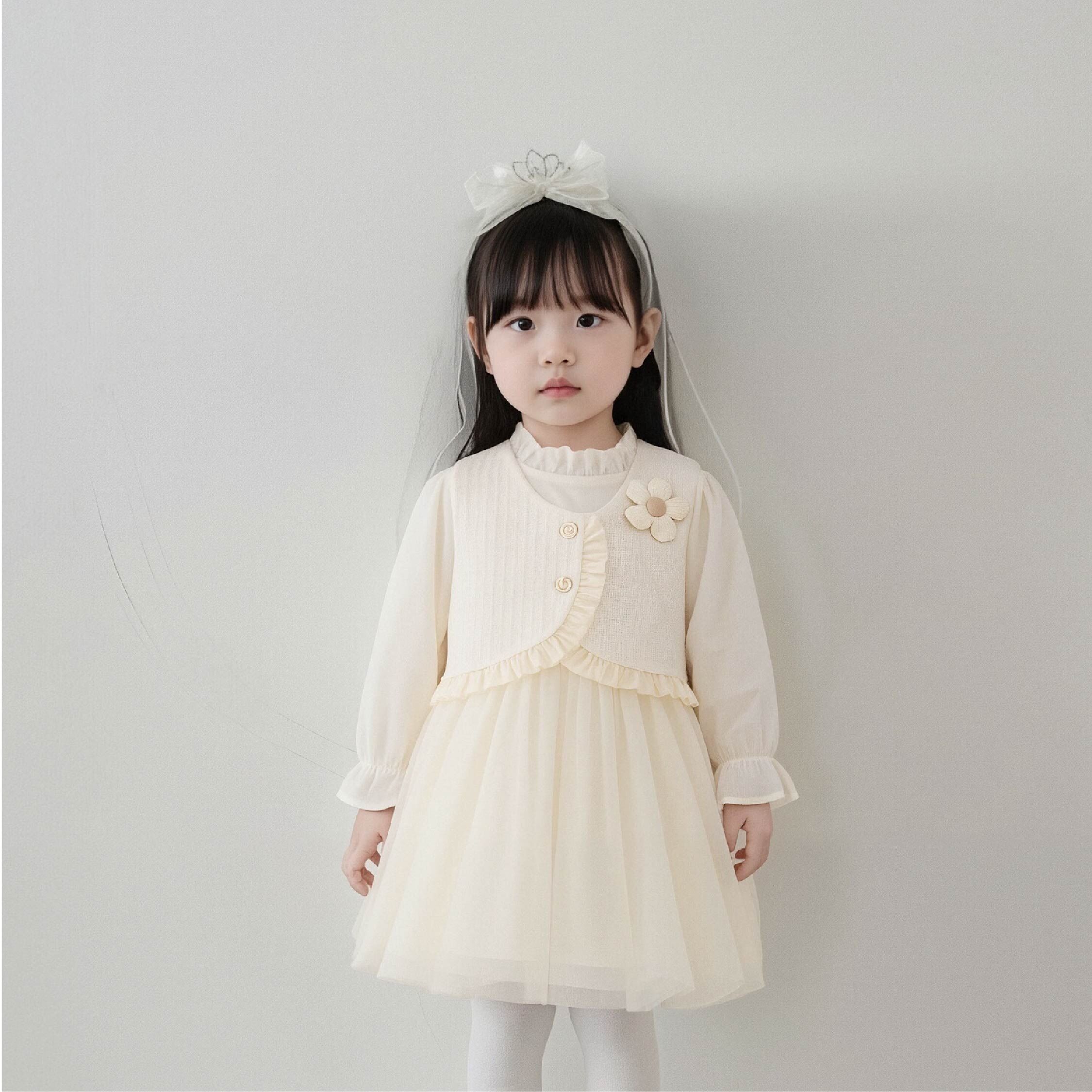 【H55744】氣質小香風兩件式套裝/洋裝(附花朵別針)