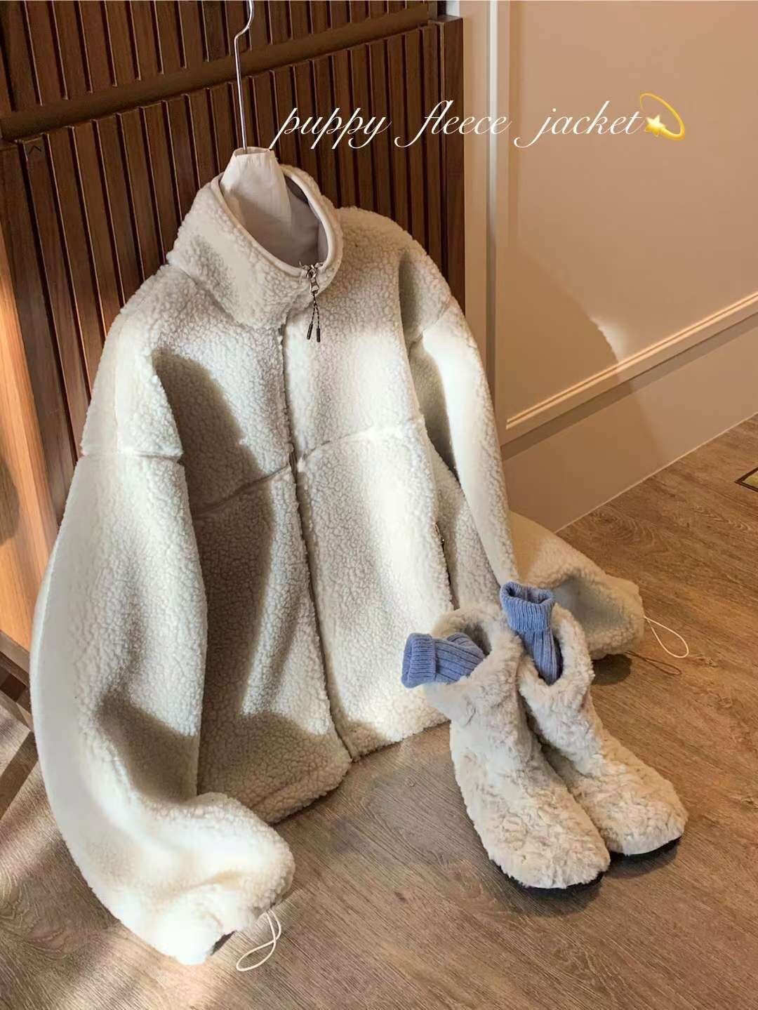 立領拉鍊造型可愛QQ毛溫暖外套-F / 2色