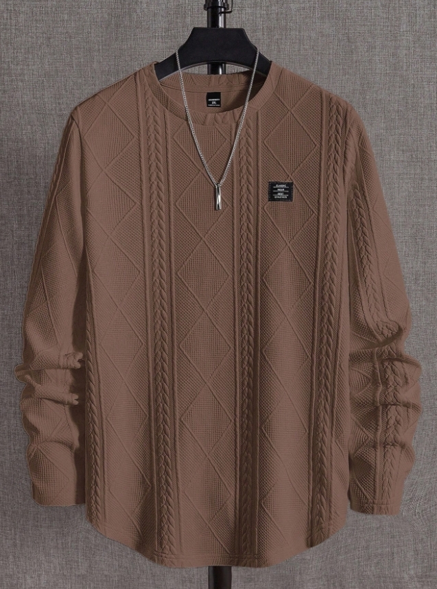 KADMAX大尺碼 - 男士寬鬆針織菱形大學TEE〈KSMS2733〉