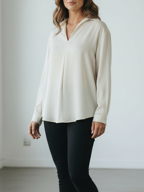LORENA  V領造型絲上衣