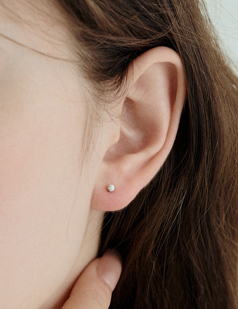 【925純銀】霧銀小圓。針式耳環