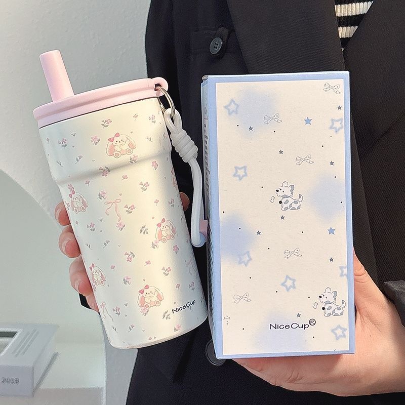 500ML Sea Salt Style 316 Stainless Steel Straw Thermos