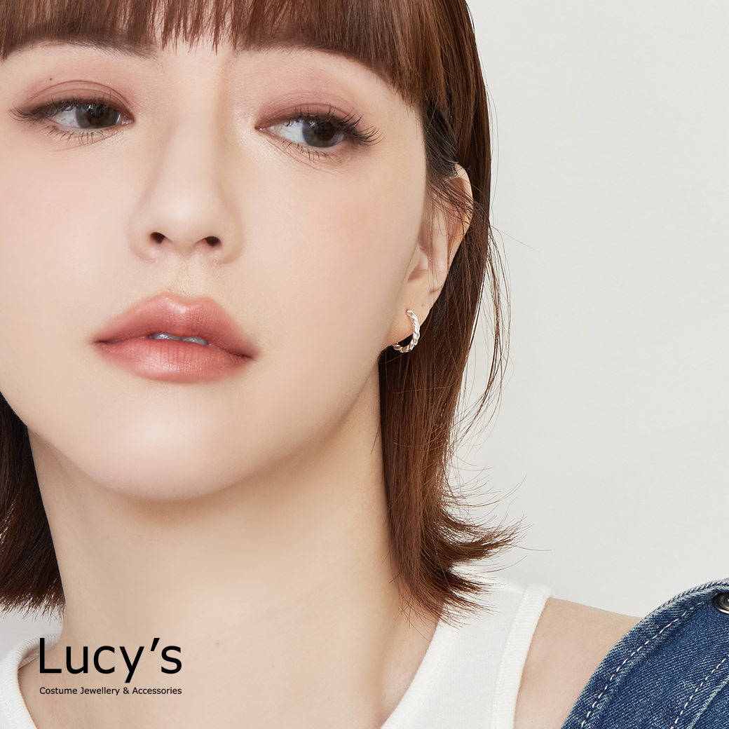 925純銀 麻花圈 易扣耳環 (80170)