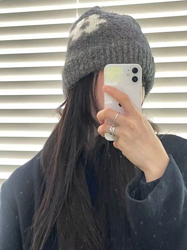 配色小花圖案溫暖毛帽 / 3色