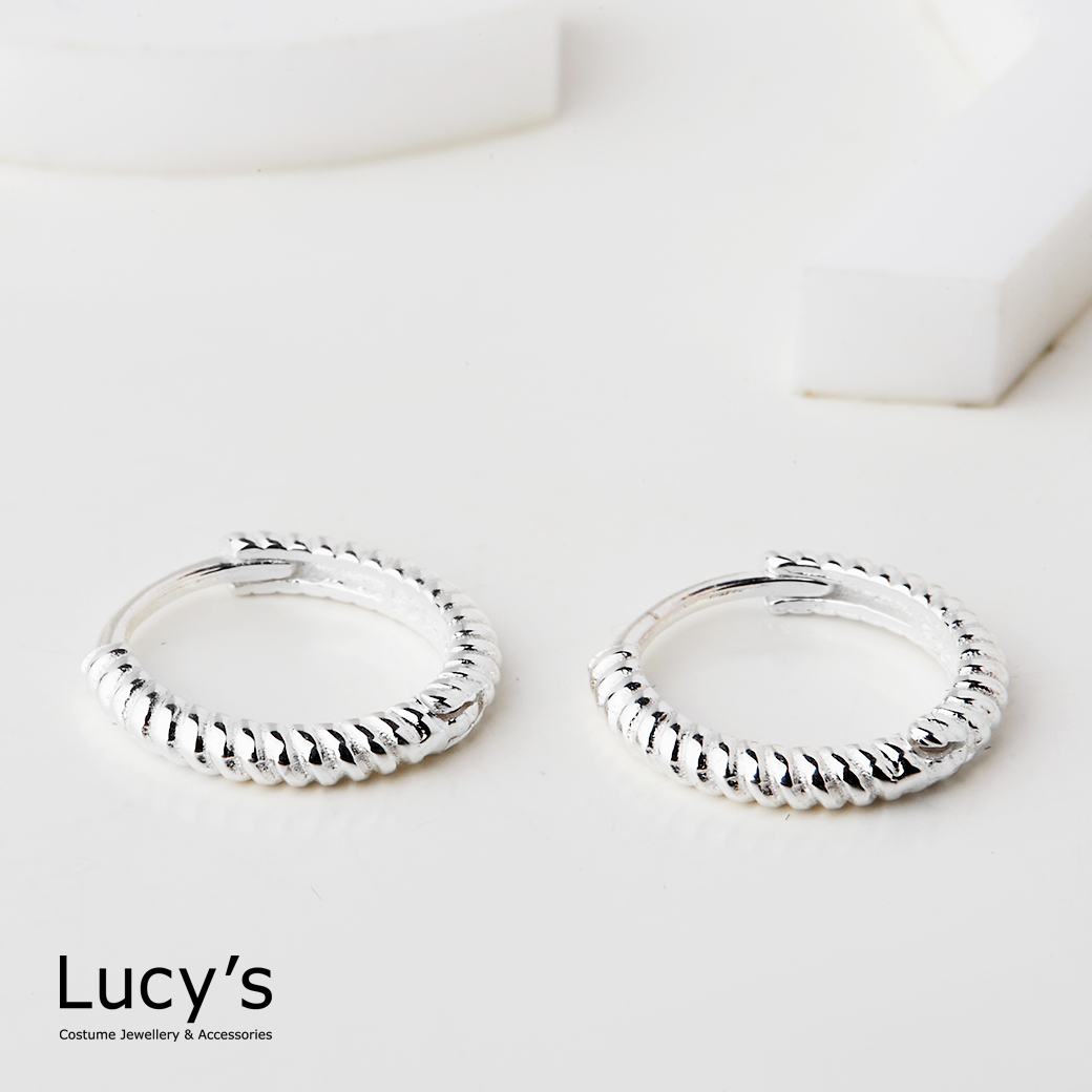 925純銀 螺紋圈 易扣耳環 (120057)