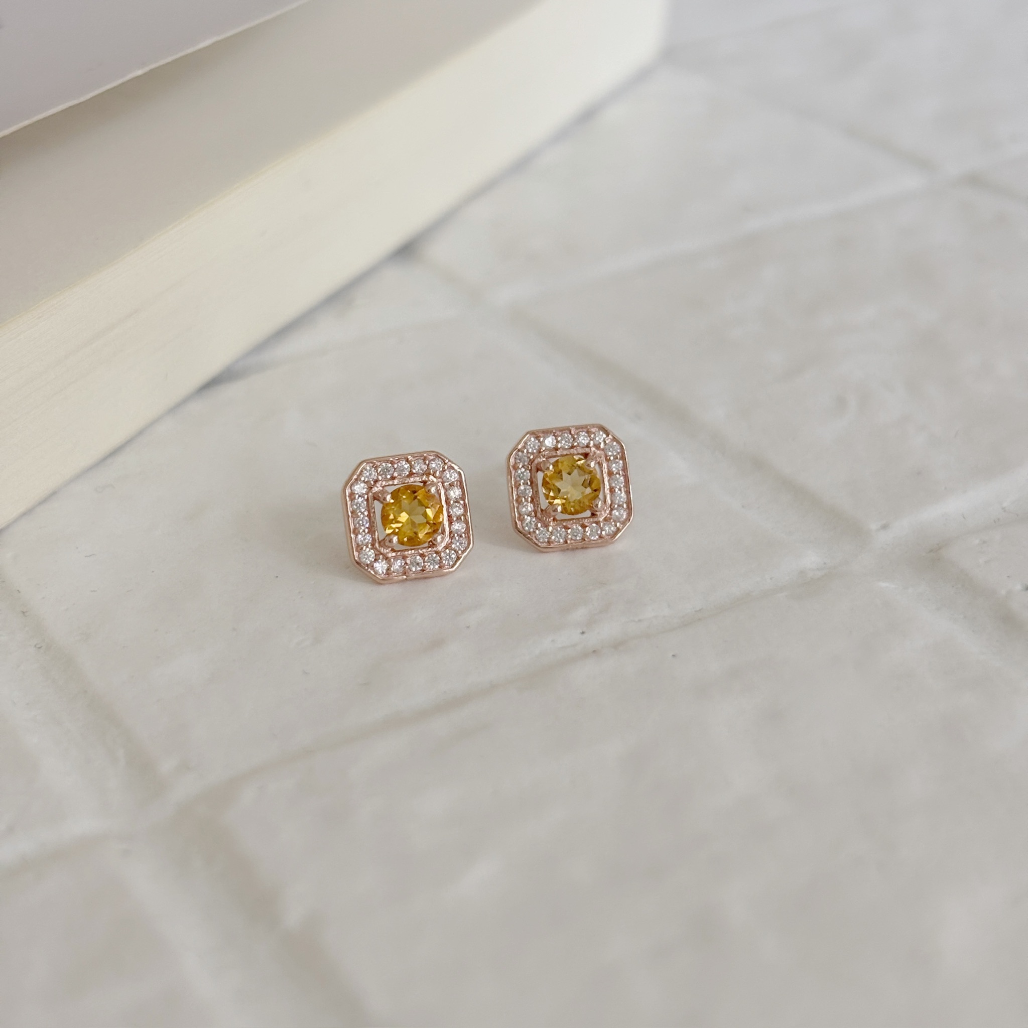 Manor Setting黃水晶耳環