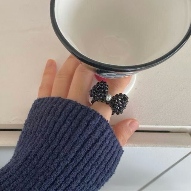 立體串珠感蝴蝶結造型戒指 / 2色