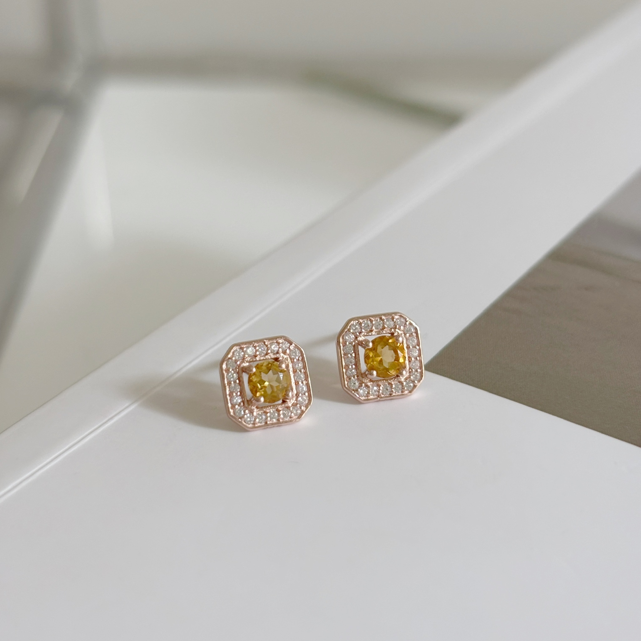 Manor Setting黃水晶耳環