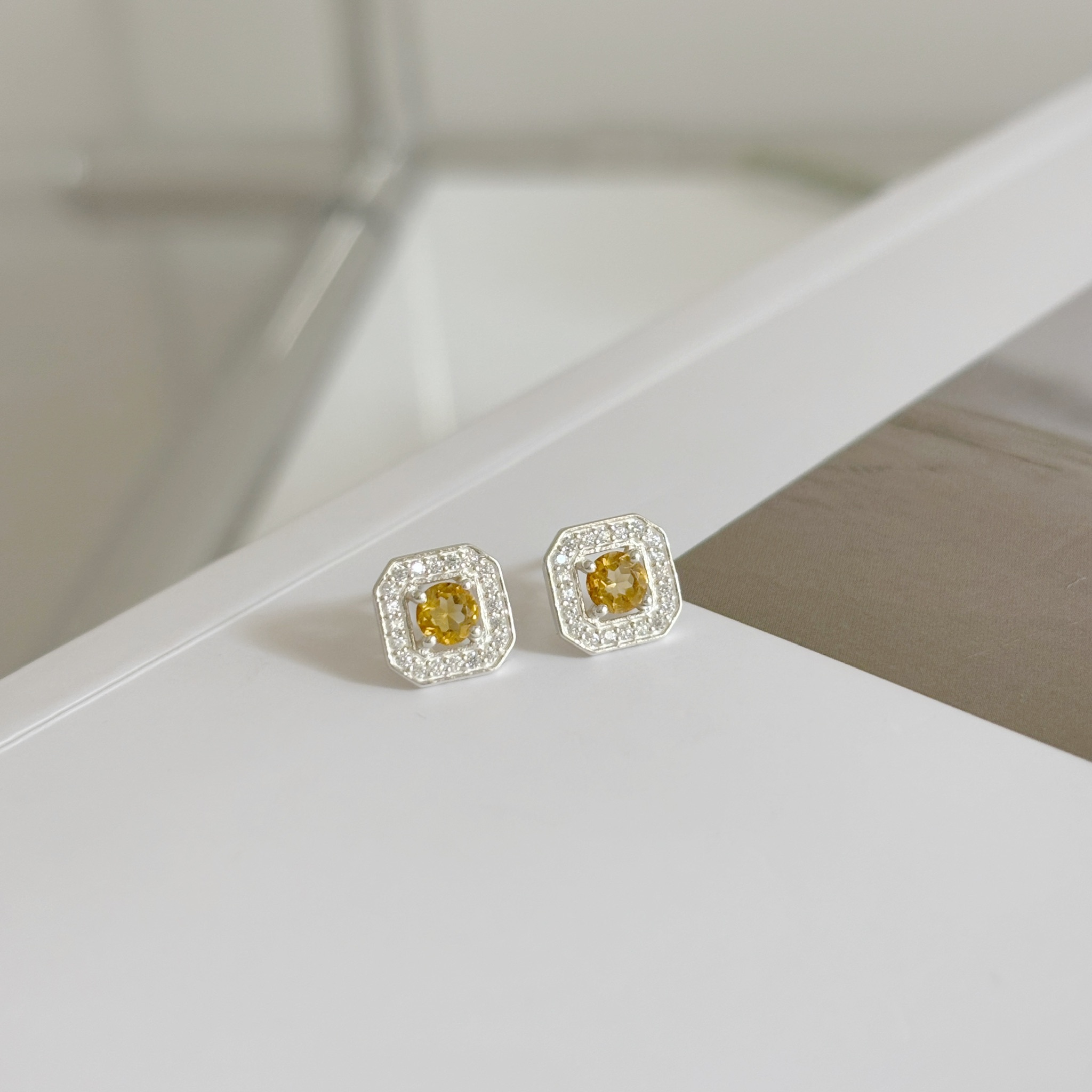 Manor Setting黃水晶耳環